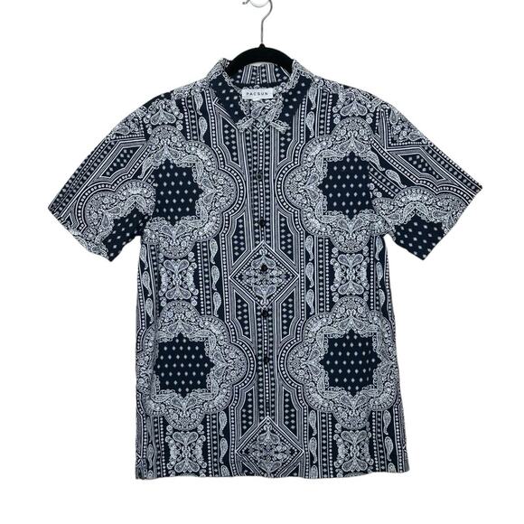 Pacsun blue white paisley print casual shirt size Small - Picture 8 of 8